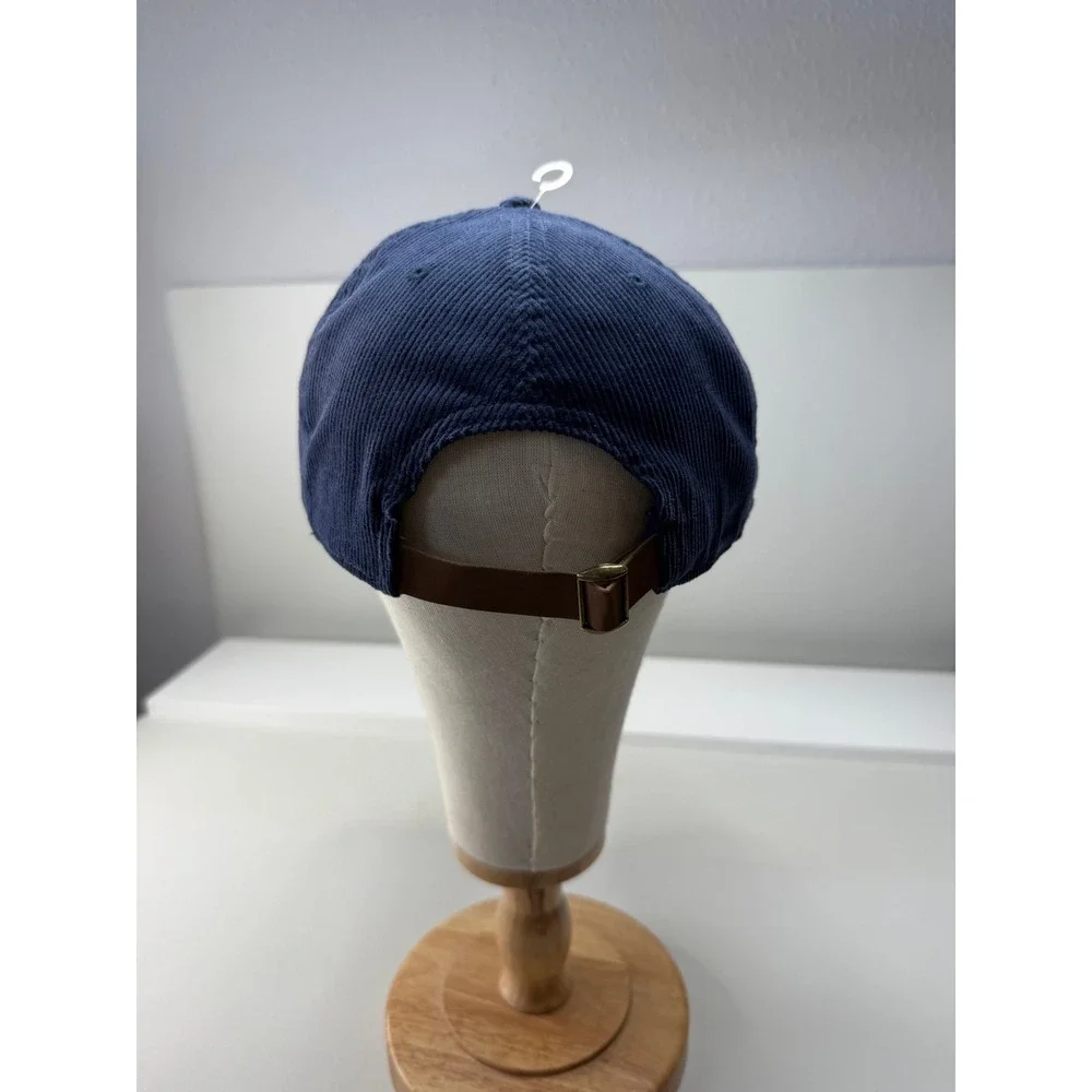 Yale University Navy‎ Blue Corduroy Rope Hat Adjustable Leather Strapback NEW